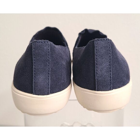 Latigo Anthropologie Suede Leather Navy Blue Slip On Sneakers US 7 Almond Toe - Picture 4 of 9